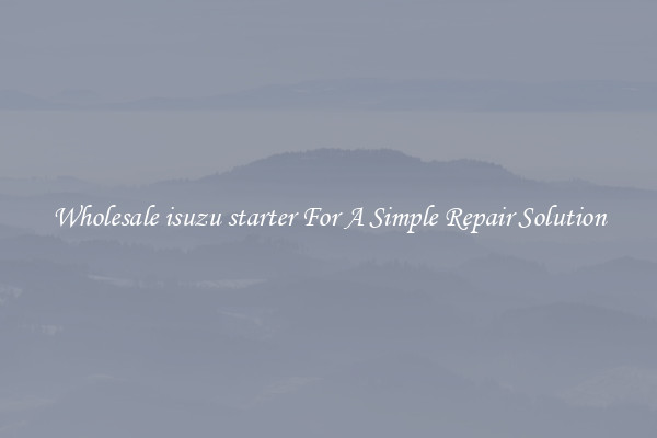 Wholesale isuzu starter For A Simple Repair Solution